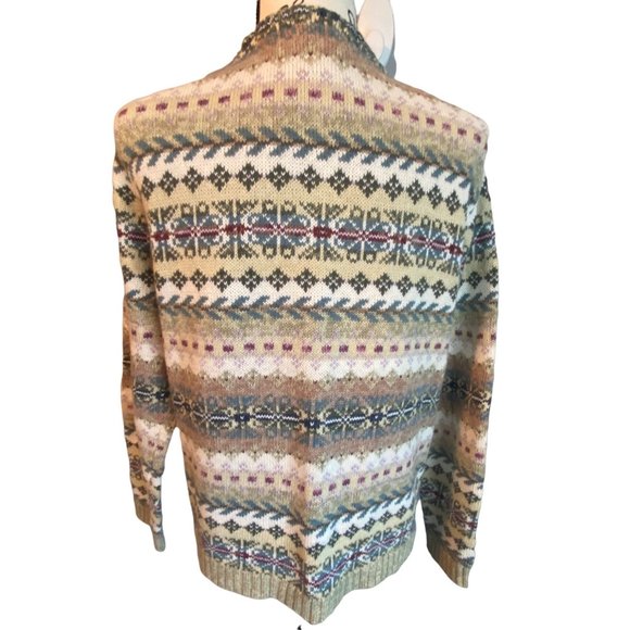 Vintage 90s Tiara International Ramie Cotton Fair Isle Sweater Sz Medium - Picture 3 of 9